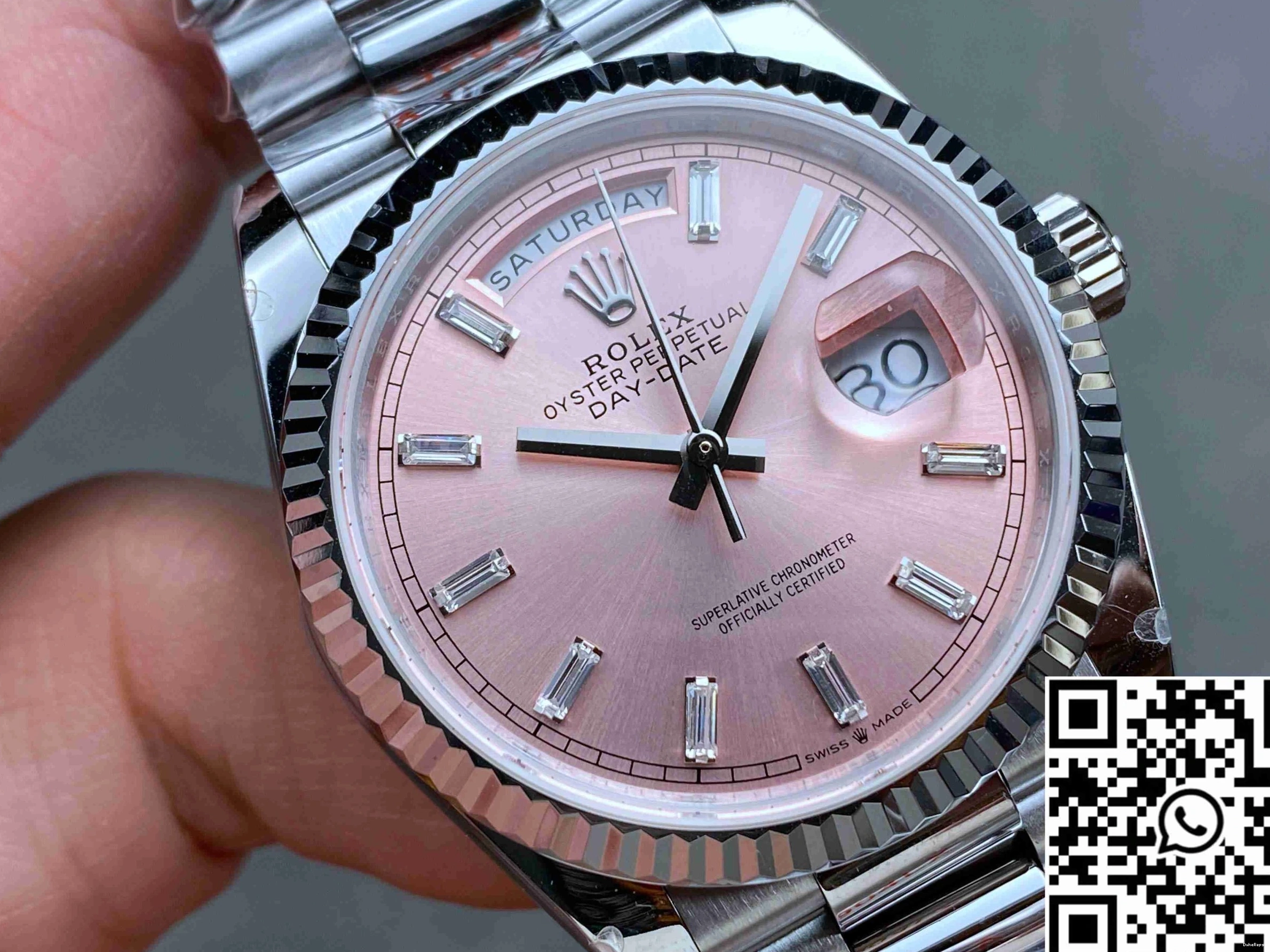 36mm Day QF Factory Steel Dial Tungsten v5 M128239-0071 Pink Date Rolex 0902